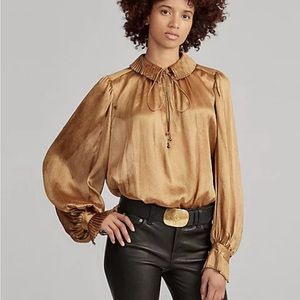 Gold Metallic Polo Blouse